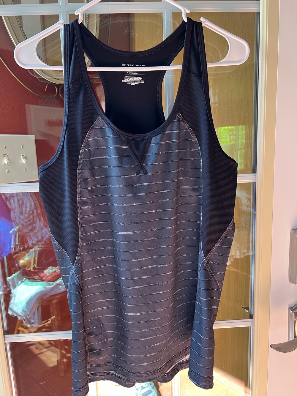 tek gear Women's Black Athletic Swim Tank with Subtle Stripe